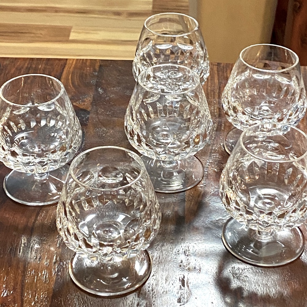 Vintage lead crystal brandy glasses — set of six